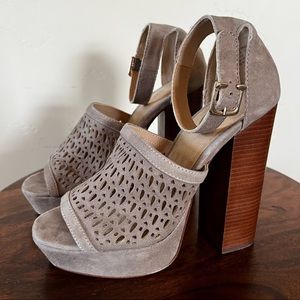 Joe’s Women’s Suede Leather Chunky High Heel Sandals
